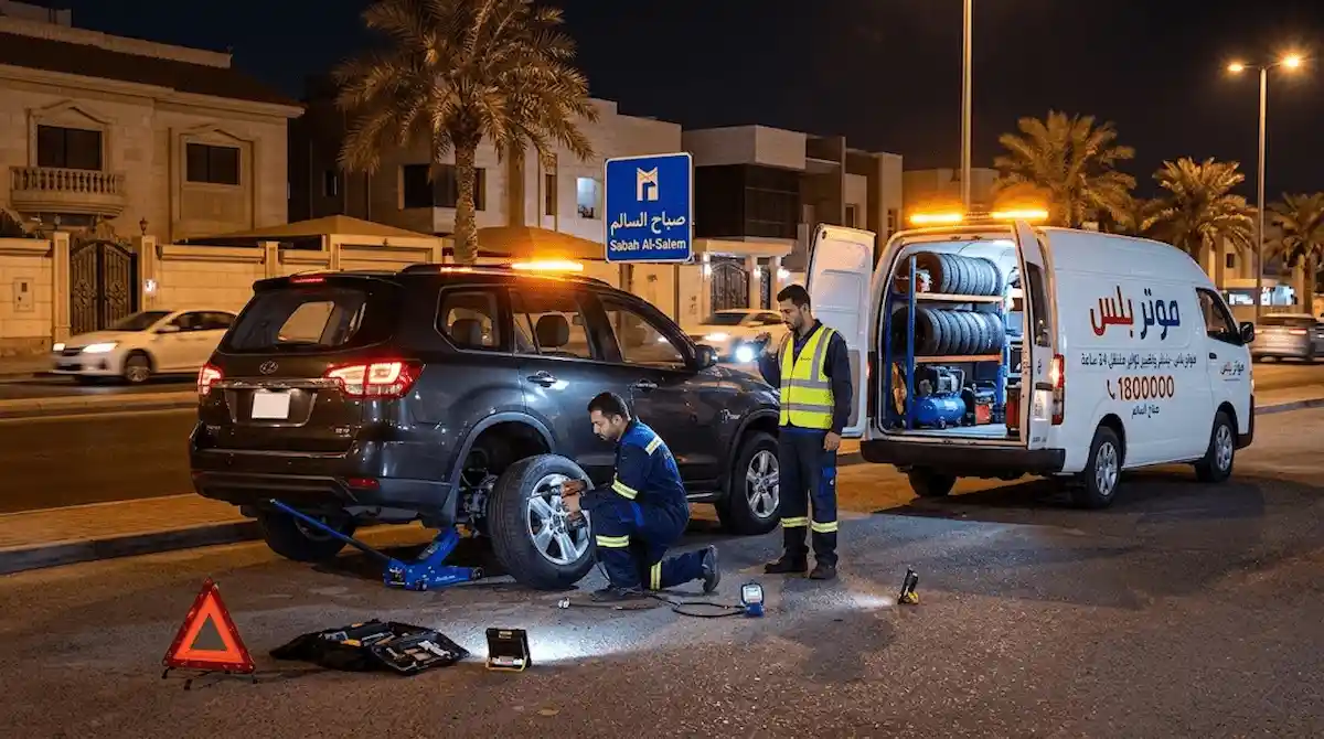 نجرجي متنقل 24 ساعة لإنقاذ السيارات في صباح السالم